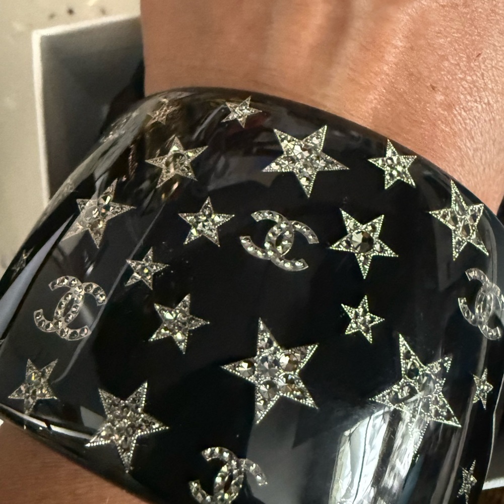 Chanel Noir Bangle with Crystal Accents